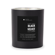 Hotel Collection Black Velvet Candle label showcases premium branding and hotel-inspired luxury ambiance.