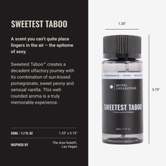 Close-up glass bottle detail from Hotel Collection Sweetest Taboo.