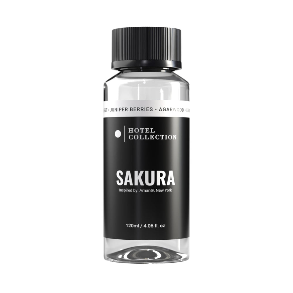 Hotel Collection Sakura diffuser oil bottle showing premium fragrance