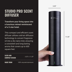 Hotel Collection Studio Pro closeup shows sleek aluminum design for durable, premium scenting.