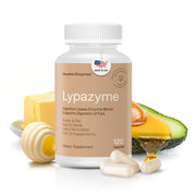 Houston Enzymes Lypazyme bottle front for fat digestion support.