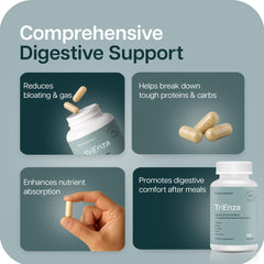 Houston Enzymes TriEnza bottle in hands for convenient meals.