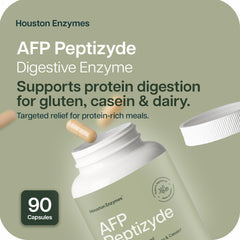 Houston Enzymes AFP Peptizyde capsules closeup for simple daily protein digestion.