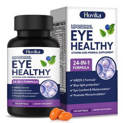 Hovika AREDS2 eye softgels bottle ready for daily eye nourishment.