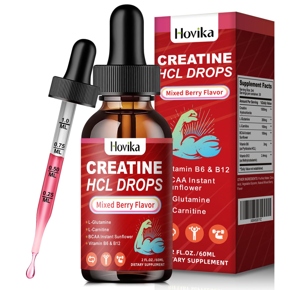 Hovika Creatine HCL liquid drops bottle for convenient daily use.