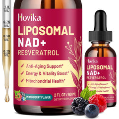 Hovika Liposomal NAD supplement bottle for daily energy and vitality.