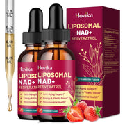 Hovika NAD liposomal drops in a strawberry bottle for on-the-go energy support