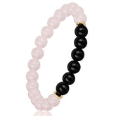 HOZEAL Rose Quartz Obsidian Love Bracelet with pink beads for harmony and attraction.