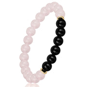 HOZEAL Rose Quartz Obsidian Love Bracelet with pink beads for harmony and attraction.