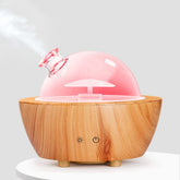 HSLZOMI glass diffuser with wood base creates stylish aromatherapy ambiance.