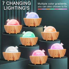 HSLZOMI diffuser glass cover on wood grain base showcases handcrafted design.