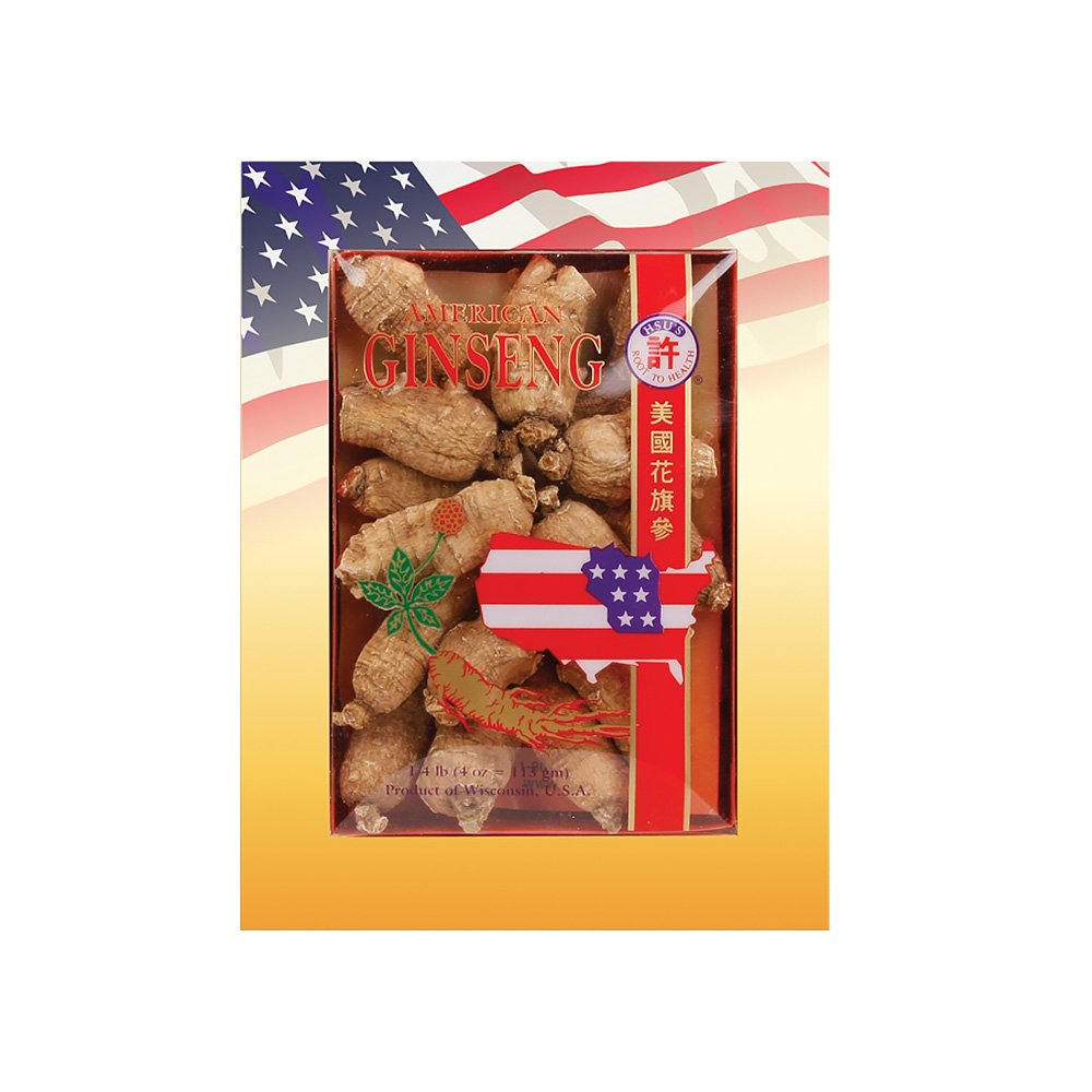 Hsu's American Ginseng raw roots on a tray, farm-direct quality and earthy charm