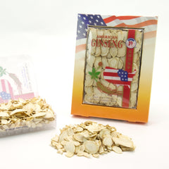 Hsu's Wisconsin ginseng slices on tray show farm-direct quality