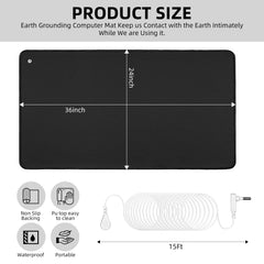 Huanyon grounding mat with 15ft cord visible for easy setup and flexible placement.