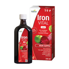 Hübner Iron Vital liquid bottle for daily iron support and easy dosing.