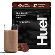 Huel Black Edition Chocolate 40g tub—protein-packed plant-based meal option.