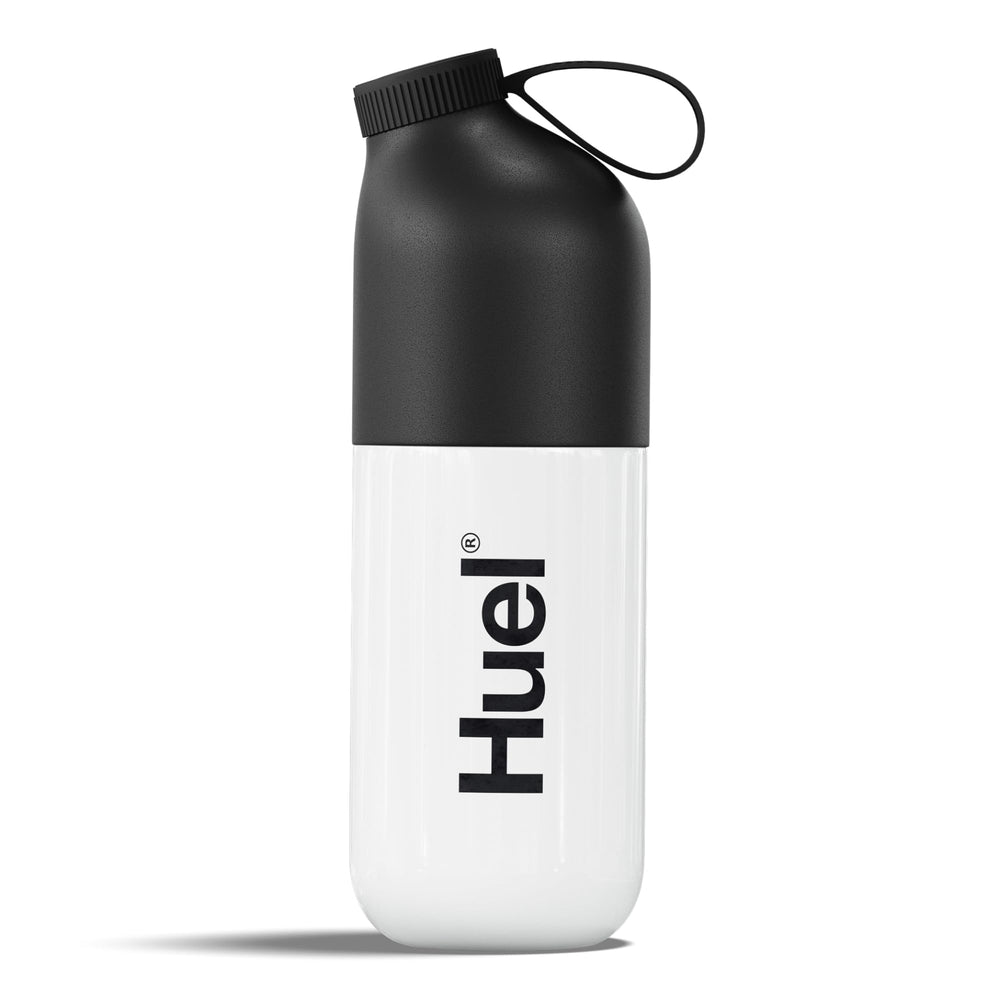 Huel Black Edition shaker with BPA-free Tritan body for durable daily use.