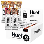 Huel Complete Nutrition Bar variety pack front view showing convenience for on-the-go snacking