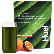 Huel Daily Greens peach passionfruit tub for daily nutrition