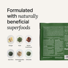 Huel Daily Greens poured-glass with a crisp fruity greens drink