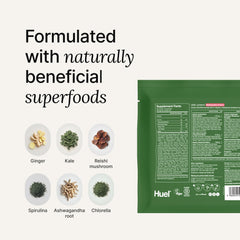 Watermelon slice beside Huel Daily Greens, highlighting fruity taste.