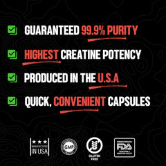 Pouring Huge Supplements Creatine Monohydrate capsules into a glass for dosing