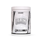 Huge Supplements creatine powder bottle front shows pure micronized formula for better absorption.