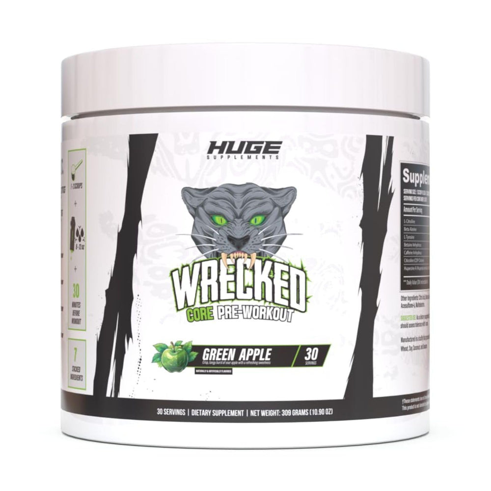 Huge Supplements Wrecked Core bottle for on-the-go pre-workout energy