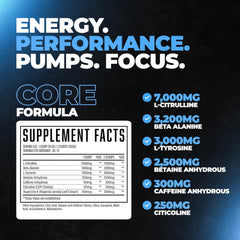 Huge Supplements Wrecked Core label closeup highlights key focus ingredients.