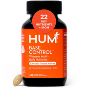 Hum Base Control for Women bottle promoting daily wellness and balanced nutrition.