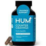 HUM Counter Cravings bottle: plant-based daily supplement for routines.