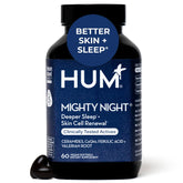 HUM Mighty Night bottle front signaling overnight skin hydration support