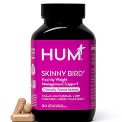 HUM Skinny Bird green tea extract capsules bottle supports daily appetite management.