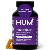 HUM Turn Back Time turmeric bottle front view showing skin-support formula.