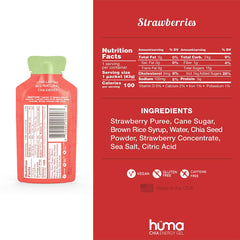 HÜMA Chia Energy Gel strawberries pack-open for quick real-food energy during training.