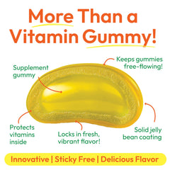 A kid enjoying a chewable jelly bean from Human Beanz for daily wellness.