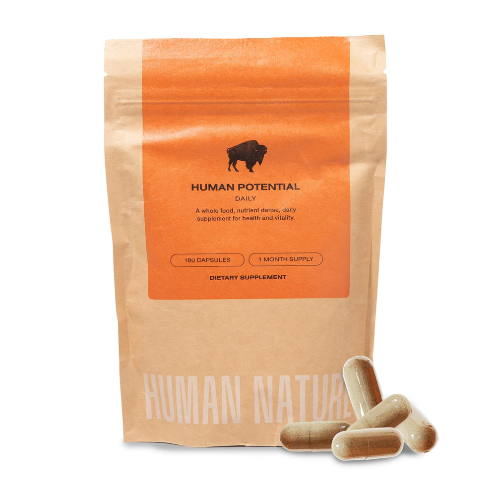 Human Nature bison liver bottle showing lean nutrient-dense liver for daily vitality