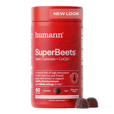 Humann SuperBeets bottle displays the 3-in-1 heart gummies for daily support.