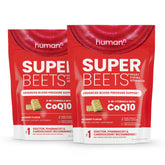 Humann SuperBeets Heart Chews Advanced bottle shows 120 chews with CoQ10 and beetroot blend