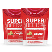 Humann SuperBeets Heart Chews Advanced bottle shows 120 chews with CoQ10 and beetroot blend