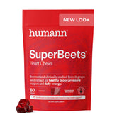 Humann SuperBeets heart chews bottle showing key ingredients for daily support