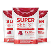 Humann SuperBeets Heart Chews front jar in pomegranate berry flavor for daily energy support