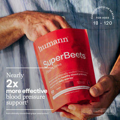 Humann SuperBeets grape seed extract label emphasizing 150mg per serving