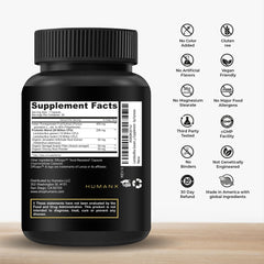 HUMANX capsules close-up shows delayed-release design for gut delivery