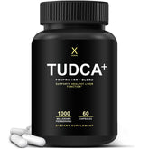 HumanX Tudca+ 1000mg capsules bottle showing easy-to-swallow daily support