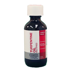 Humco Turpentine Oil rectified bottle pour, thinning paints and cleaning tasks.