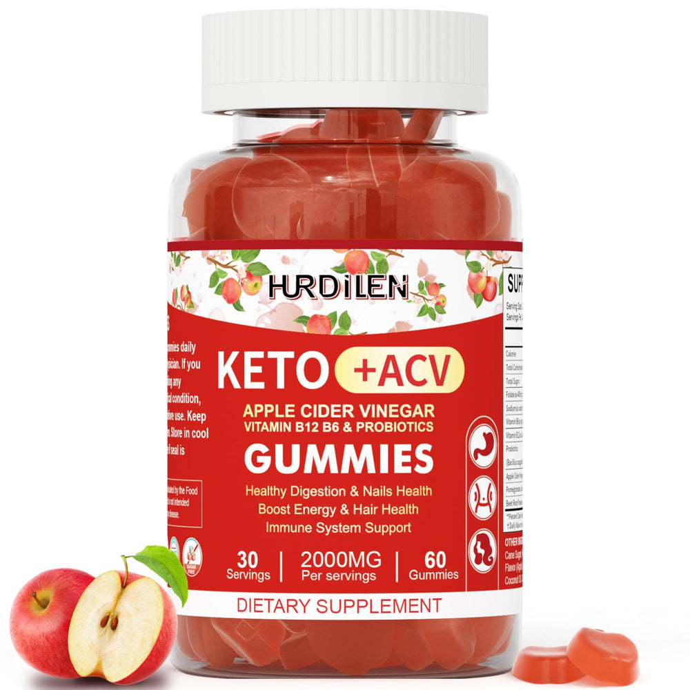 Hurdilen Keto ACV Gummies bottle front showing 60-count packaging for daily energy support