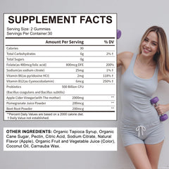 Hurdilen Keto ACV Gummies bottle side highlighting ingredients and no sugar