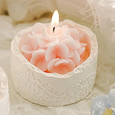 HUTIP Pink Hydrangea Candle with lace cup for elegant decor and romance.
