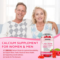 HUUAYAO calcium citrate gummies raspberry flavor close up tasting